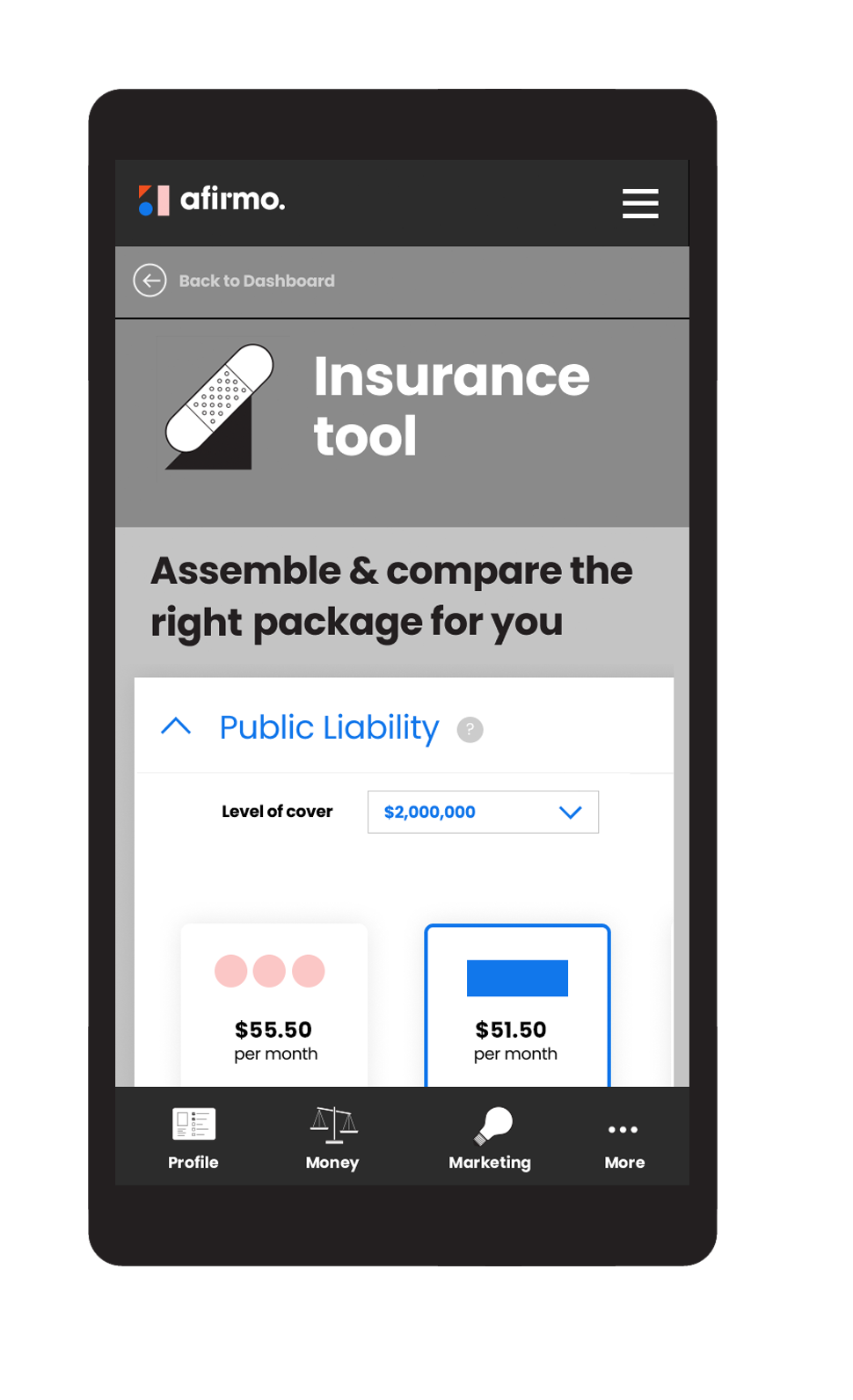 mobile-mockup-insurance-tool